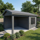 Caseta de jardín de composite gris oscuro 9m² con terraza - Woodlife