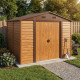 Caseta de jardín aspecto madera 4,6m² + kit de anclaje- X-METAL