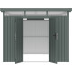 Caseta de jardín de acero galvanizado Kosto verde salvia, 8,64 m² + kit de anclaje - X-METAL