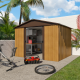 Caseta de jardín de metal con apariencia de madera y marrón 7,18m² + kit de anclaje incluido - YARDMASTER