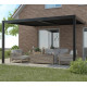 Pérgola bioclimática adosada de aluminio gris antracita 4x4m - 250 cm de altura - X-METAL