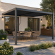 Pérgola bioclimática adosada de aluminio gris antracita 4x4m - 250 cm de altura - X-METAL