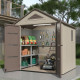 Caseta de jardín HDPE Sunlife 4,5m² crema y marrón + suelo - JOBU