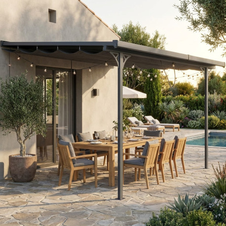 Toldo retráctil antracita para pérgola de 3,75 × 2,55 m - X-METAL