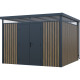 Caseta de jardín de acero galvanizado 0,4mm Woodsteel 8,8m² + kit de anclaje - X-Metal