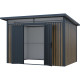 Caseta de jardín de acero galvanizado Woodsteel 6,6 m² monopendiente + kit de anclaje - X-Metal