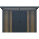 Caseta de jardín de acero galvanizado Woodsteel 6,6 m² monopendiente + kit de anclaje - X-Metal