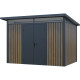 Caseta de jardín de acero galvanizado Woodsteel 6,6 m² monopendiente + kit de anclaje - X-Metal