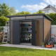Caseta de jardín de acero galvanizado Woodsteel 6,6 m² monopendiente + kit de anclaje - X-Metal