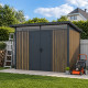 Caseta de jardín de acero galvanizado Woodsteel 6,6 m² monopendiente + kit de anclaje - X-Metal