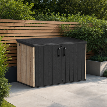 Cofre de almacenamiento de resina efecto madera WOODIZY 2300L - JOBU