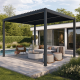 Pérgola bioclimática autoportante motorizada de aluminio negro grafito 3x3m - con mando a distancia - X-METAL