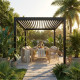 Pérgola bioclimática autoportante de aluminio con lamas dobles negro grafito 4x4m - mando a distancia DELUXE - X-METAL