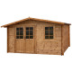Caseta de madera maciza de 12m² TOP de 28mm tratada en autoclave color marrón Gardy Shelter - con ventana que se abre