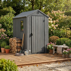 Caseta de jardin con aspecto madera gris 2,3m² Darwin 46 + piso - Keter