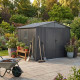 Caseta de jardín Kosto de acero galvanizado, doble pendiente 5,8m² + kit de anclaje - X-Métal