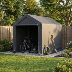 Caseta de jardín desmontable de 3x1,8m - 5,4m² de acero galvanizado + PES y polietileno gris – Jôbu