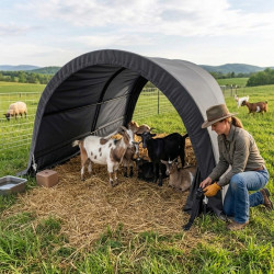 Cobertizo desmontable para animales o almacenamiento 3×2,6m – 7,8m² de acero y polietileno color antracita – Jôbu