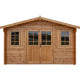 Caseta de madera maciza de 16m² TOP de 44mm tratada en autoclave color marrón Gardy Shelter
