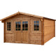 Caseta de madera maciza de 16m² TOP de 44mm tratada en autoclave color marrón Gardy Shelter