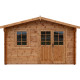 Caseta de madera maciza de 12m² TOP de 44mm tratada en autoclave color marrón Gardy Shelter