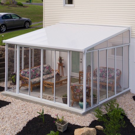 Terraza 400x425cm en aluminio blanco y policarbonato 8mm Sanremo - Palram