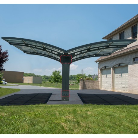 Cochera doble en aluminio gris y policarbonato Arizona Breeze 5000 Palram