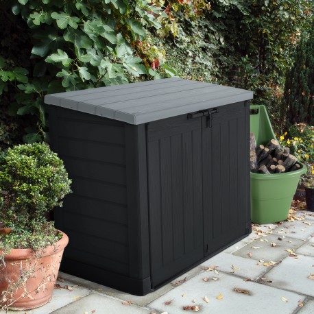 Cofre de jardín multifunción de resina 1200L techo plano negro - Keter