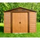 Caseta de jardín aspecto madera 4,6m² + kit de anclaje- X-METAL
