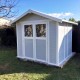  Caseta de jardín PVC 4,9m² DECO de color gris claro y blanco Grosfillex