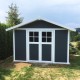 Caseta de jardín de PVC 7,5m² DECO gris oscuro y blanco Grosfillex