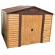 Caseta de jardín aspecto madera 4,6m² + kit de anclaje- X-METAL