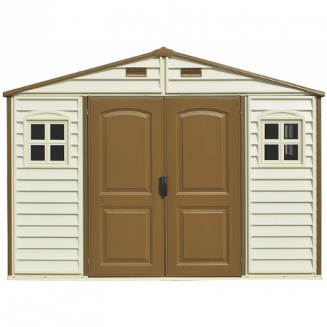 Caseta de jardín de PVC WoodSide 8,02m² beige y marrón - Duramax