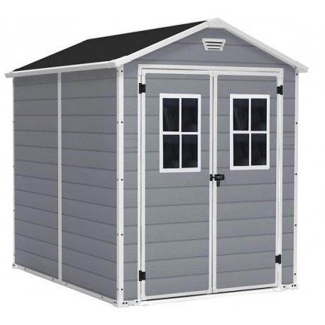 Caseta de jardín en resina gris claro 4,4m² Premium 86 DPF + suelo Keter