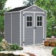 Caseta de jardín en resina gris claro 4,4m² Premium 86 DPF + suelo Keter