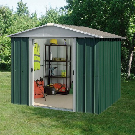 Caseta de jardín de metal verde 4,38m² + kit de anclaje incluido - YARDMASTER