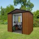 Caseta de jardín de metal aspecto de madera y marrón 12m² + kit de anclaje incluido - YARDMASTER