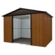 Caseta de jardín de metal aspecto de madera y marrón 12m² + kit de anclaje incluido - YARDMASTER