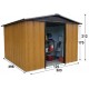 Caseta de jardín de metal aspecto de madera y marrón 12m² + kit de anclaje incluido - YARDMASTER
