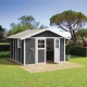 Caseta de jardín de PVC 11,2m² DECO gris oscuro y blanco Grosfillex
