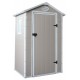 Pequeña caseta de jardín de resina beige 1,34m² + kit de base - JOBU