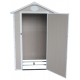 Pequeña caseta de jardín de resina beige 1,34m² + kit de base - JOBU