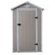 Pequeña caseta de jardín de resina beige 1,34m² + kit de base - JOBU