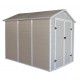 Caseta de jardín de resina beige 5,32m² + kit de base - JOBU