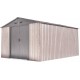 Caseta de jardín de metal beige de 11 m² Woodtouch + kit de anclaje X-METAL