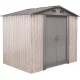 Caseta de jardín de metal beige de 4,1 m² Woodtouch + kit de anclaje X-METAL