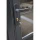 Caseta de madera de composite 28 mm gris oscuro de 14,44m² puerta de doble de aluminio y doble acristalamiento - WoodLife