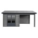 Caseta de jardín de composite gris oscuro 9m² con terraza - Woodlife