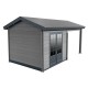 Caseta de jardín de composite gris oscuro 9m² con terraza - Woodlife