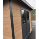 Caseta de jardín de madera compuesta 28 mm aspecto madera envejecida 9m² PREMIUM techo plano - Woodlife Garden